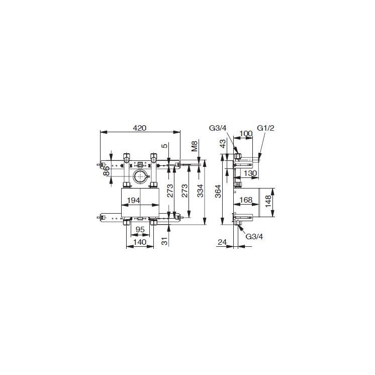 Unicount  Koax 2\'\' avec T pour système d\'installation DUOFIX   (Geberit) avec plaque de recouvrement chromée  