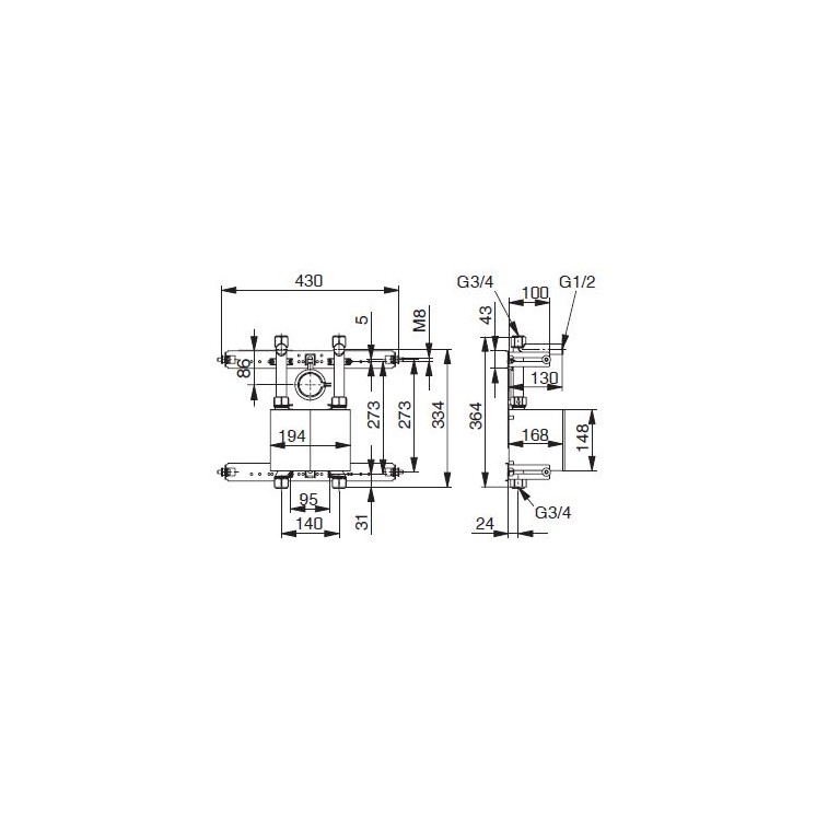 Unicount  Koax 2\'\' avec T pour système d\'installation OPTIVIS    (Nussbaum) avec plaque de recouvrement blanche (blanc alpin)