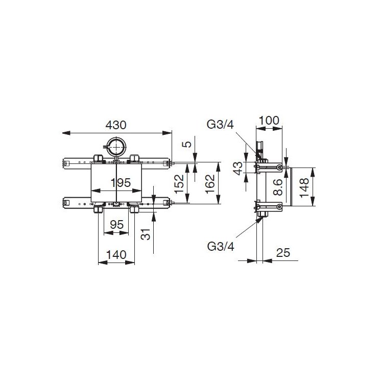 Unicount  Koax 2\'\' ohne T zu Installationssystem OPTIVIS   (Nussbaum) mit verchromter Abdeckplatte  