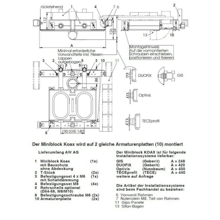 Zusätzliche Armaturenplatte für GIS-System (Geberit) Verkauf stückweise, jedoch 2 Stück notwendig !  