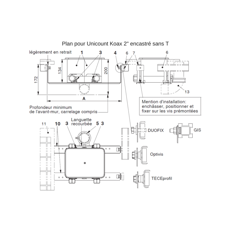 Befestigungsset (6 Schrauben M6x16mm, 6 Muttern M6 und 6 Schallschutz-Tüllen) für Unicount Koax mit T 
