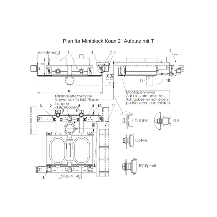 Vis de fixation M8x25  (4 pièces) pour système GIS (Geberit) 