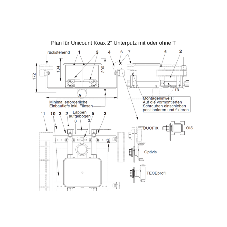 Vis de fixation M8x25  (4 pièces) pour système GIS (Geberit) 