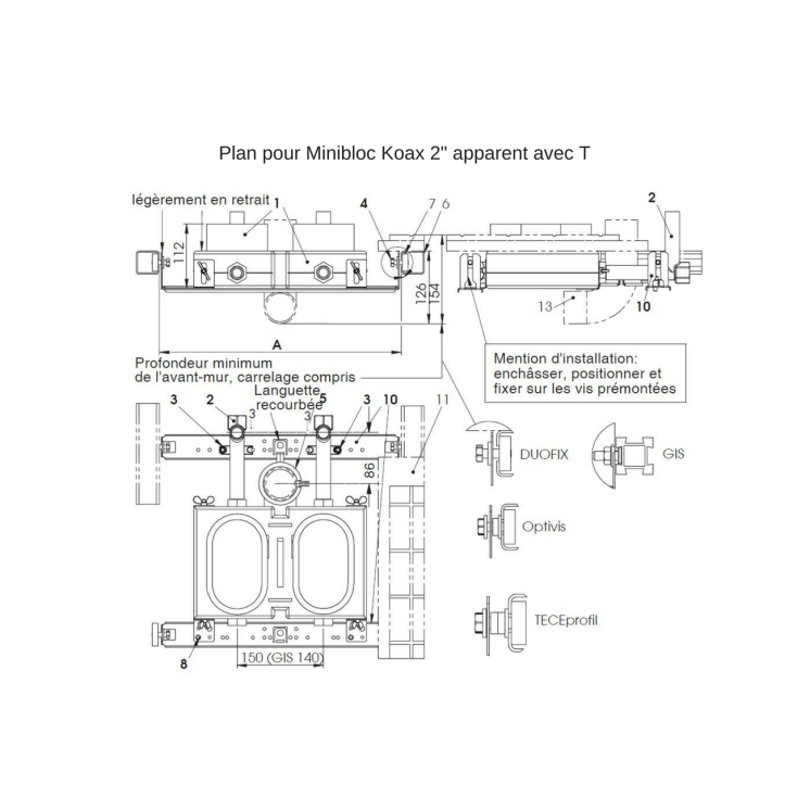 Set de fixation (4pièces, vis et rondelles) pour système DUOFIX (Geberit) 