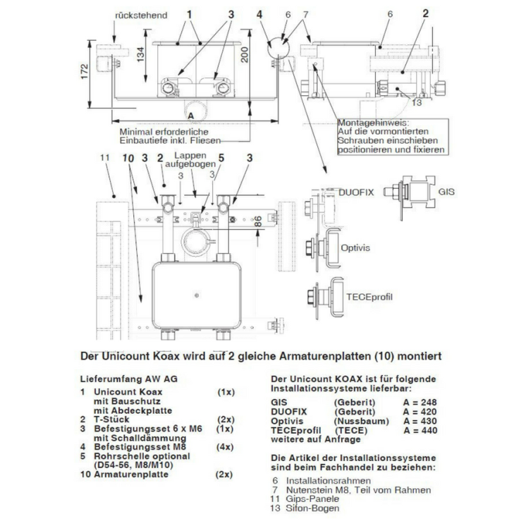 Set de fixation (4pièces, vis et rondelles) pour système DUOFIX (Geberit) 