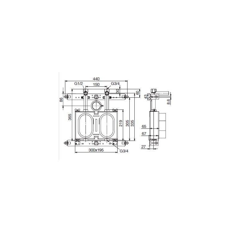 Deltamess Phase gros uvre Minibloc Koax avec T pour système d\'installation TECEprofil (TECE)    
