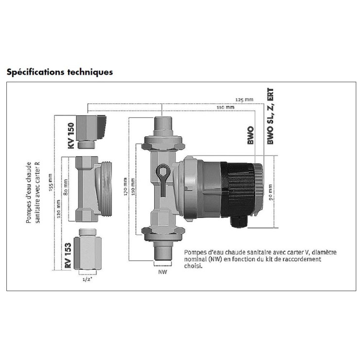 BWO 155 R 12 V filetage femelle